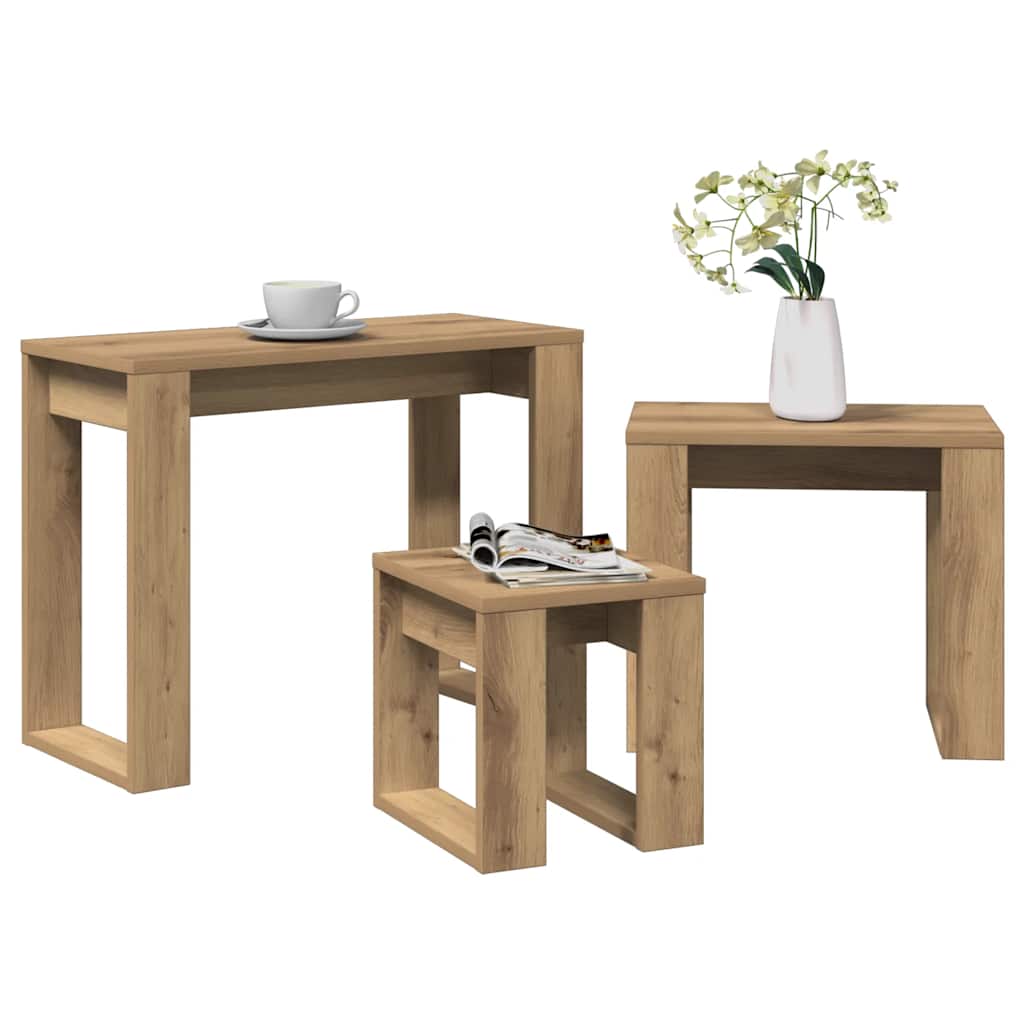 vidaXL Nest of Tables 3 pcs Artisan Oak Engineered Wood