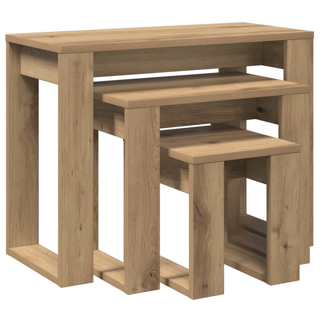 vidaXL Nest of Tables 3 pcs Artisan Oak Engineered Wood