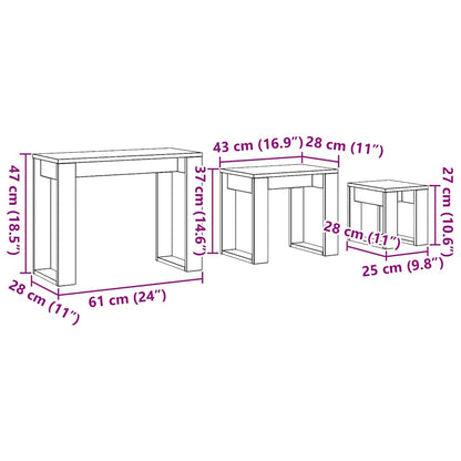vidaXL Nest of Tables 3 pcs Artisan Oak Engineered Wood