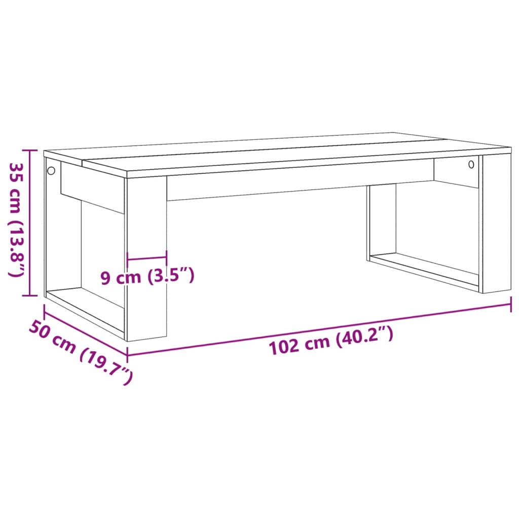 vidaXL Coffee Table Old Wood 102x50x35 cm Engineered Wood