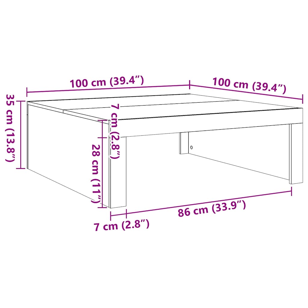 vidaXL Coffee Table Old Wood 100x100x35 cm Engineered Wood