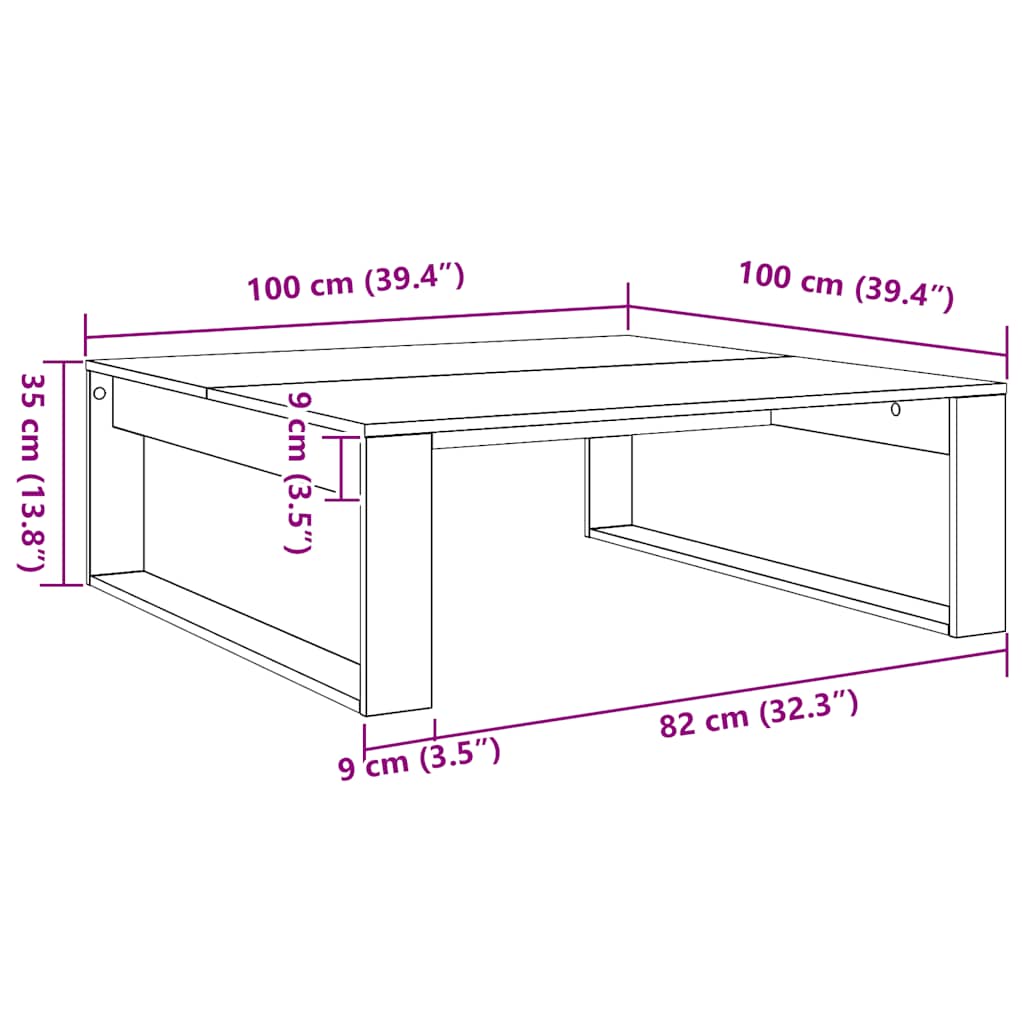 vidaXL Coffee Table Artisan Oak 100x100x35 cm Engineered Wood