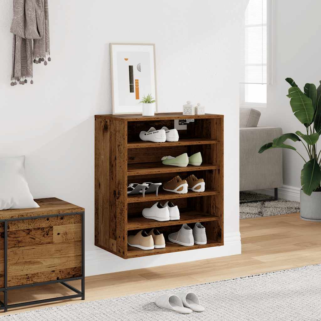 vidaXL Shoe Cabinet Old Wood 60x35x70 cm Engineered Wood