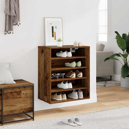 vidaXL Shoe Cabinet Old Wood 60x35x70 cm Engineered Wood