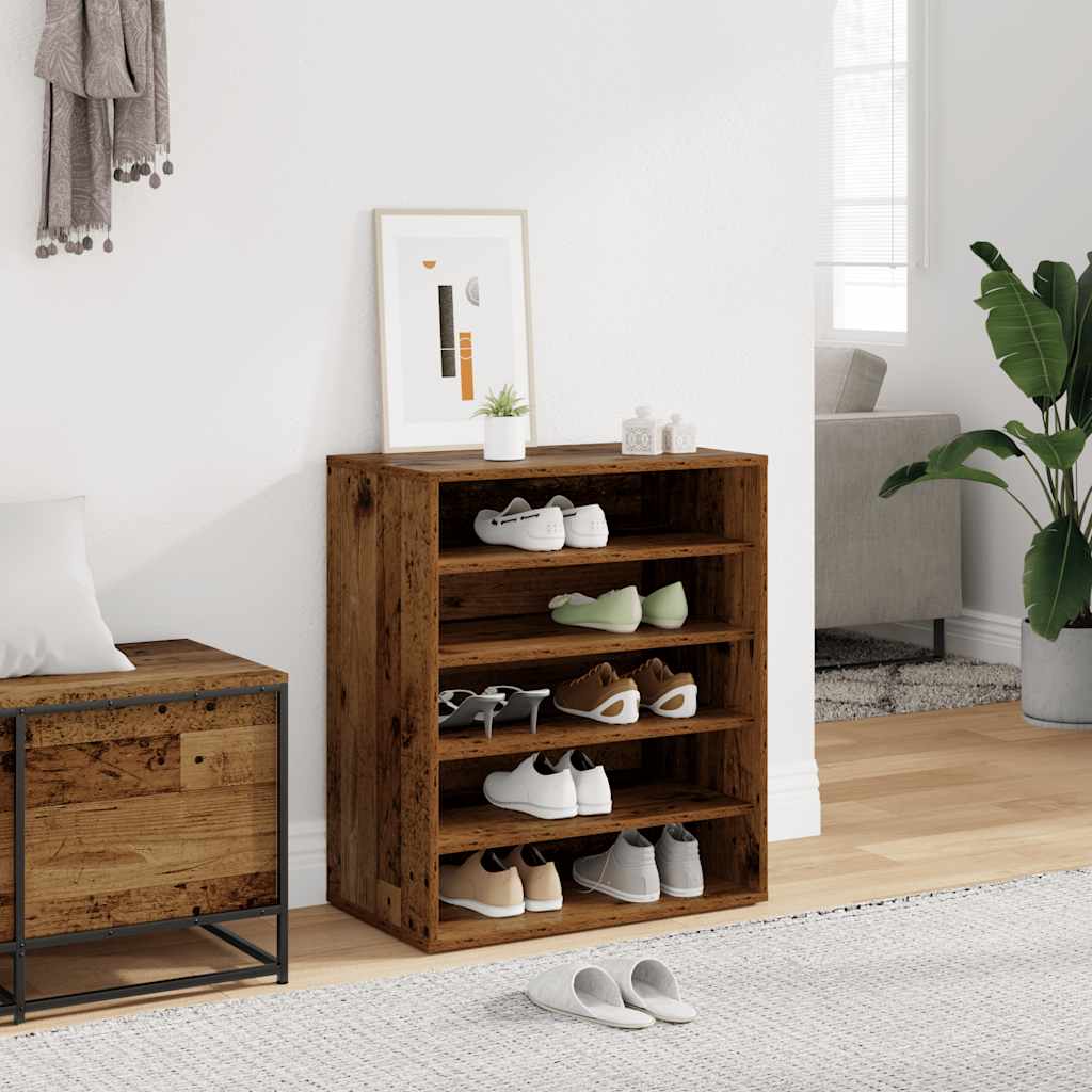 vidaXL Shoe Cabinet Old Wood 60x35x70 cm Engineered Wood