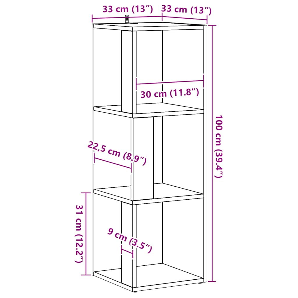 vidaXL Corner Cabinet Artisan Oak 33x33x100 cm Engineered Wood