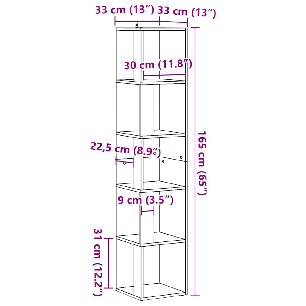vidaXL Corner Cabinet Old Wood 33x33x165 cm Engineered Wood