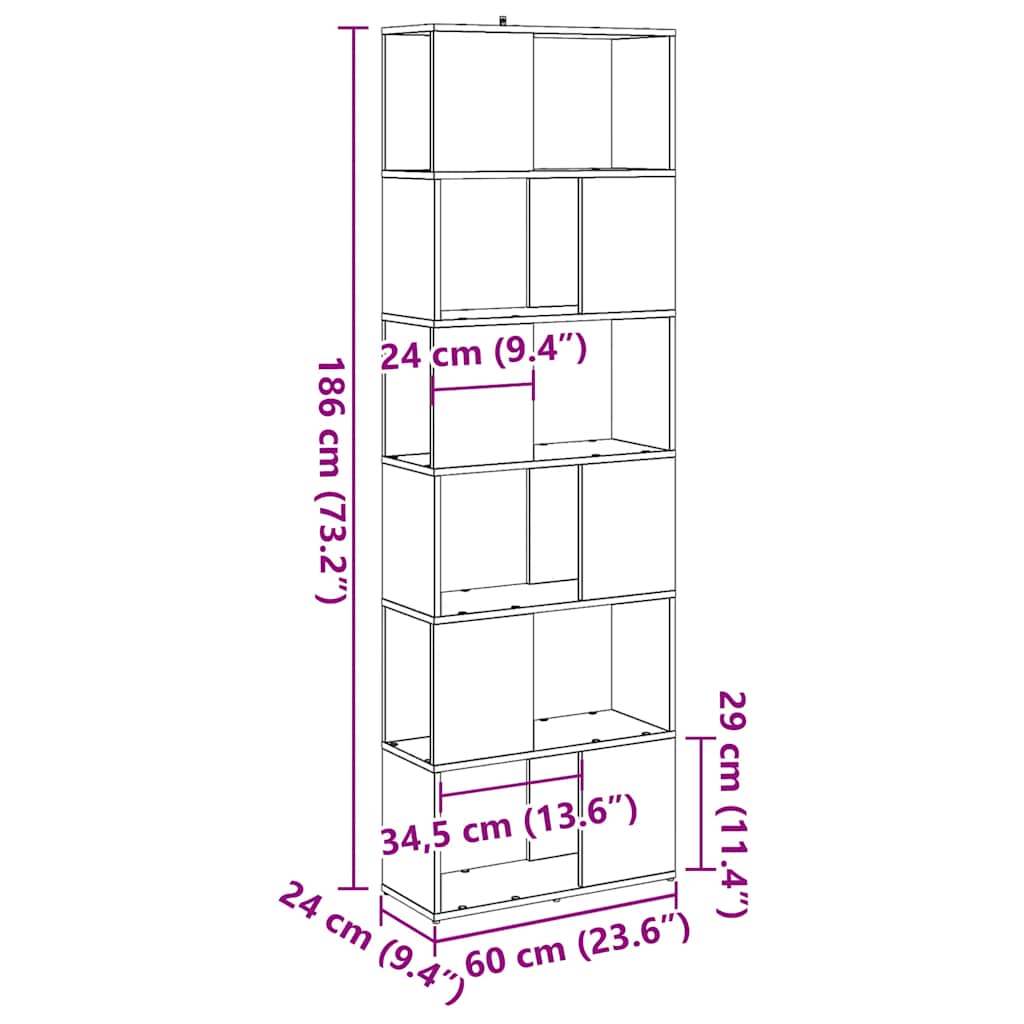 vidaXL Book Cabinet/Room Divider Artisan Oak 60x24x186 cm