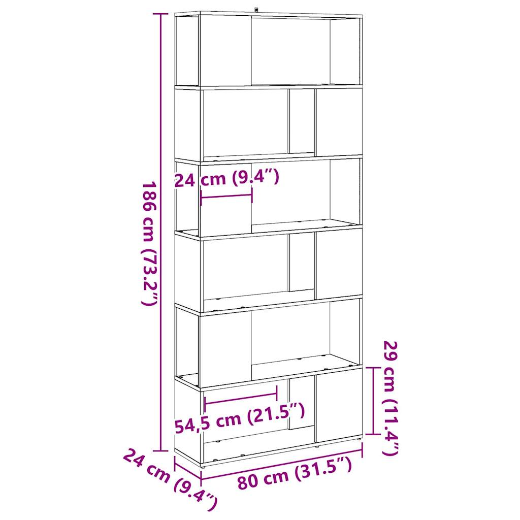 vidaXL Book Cabinet/Room Divider Artisan Oak 80x24x186 cm