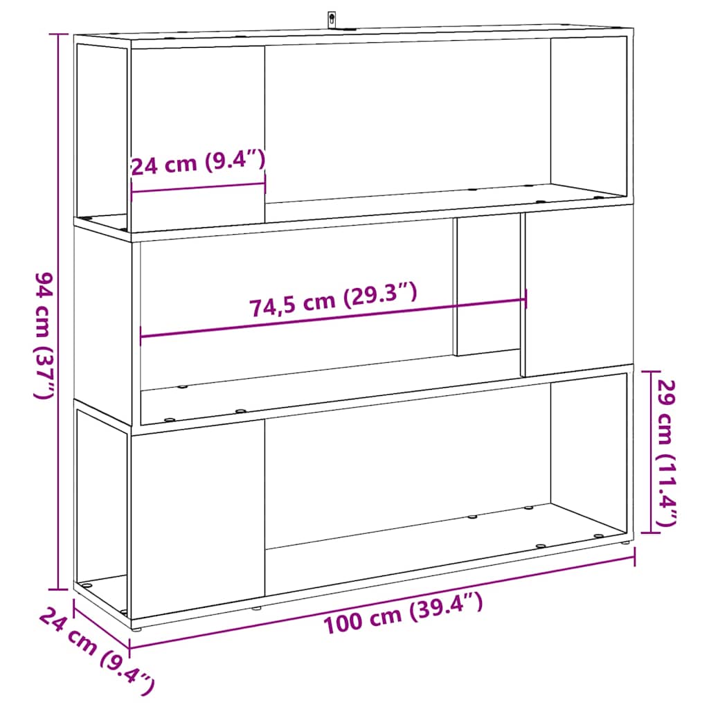 vidaXL Book Cabinet/Room Divider Old Wood 100x24x94 cm