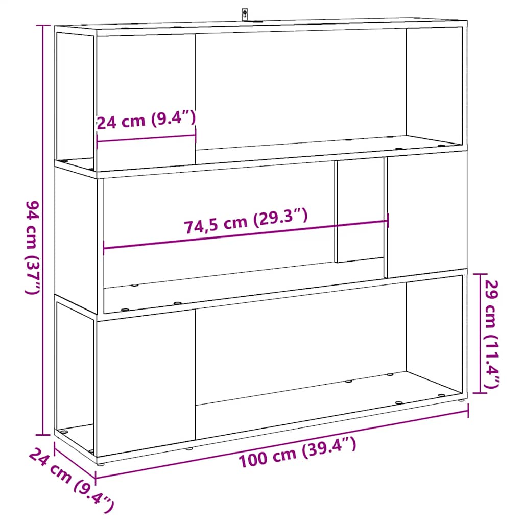 vidaXL Book Cabinet/Room Divider Artisan Oak 100x24x94 cm