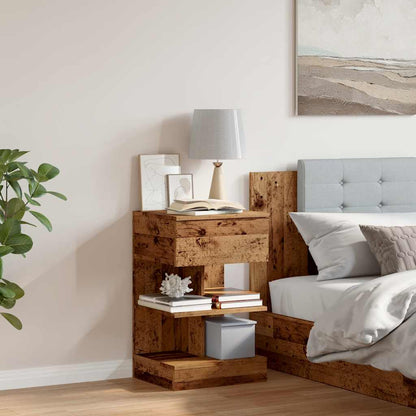 vidaXL Bedside Cabinet Old Wood 40x35x65 cm Engineered Wood
