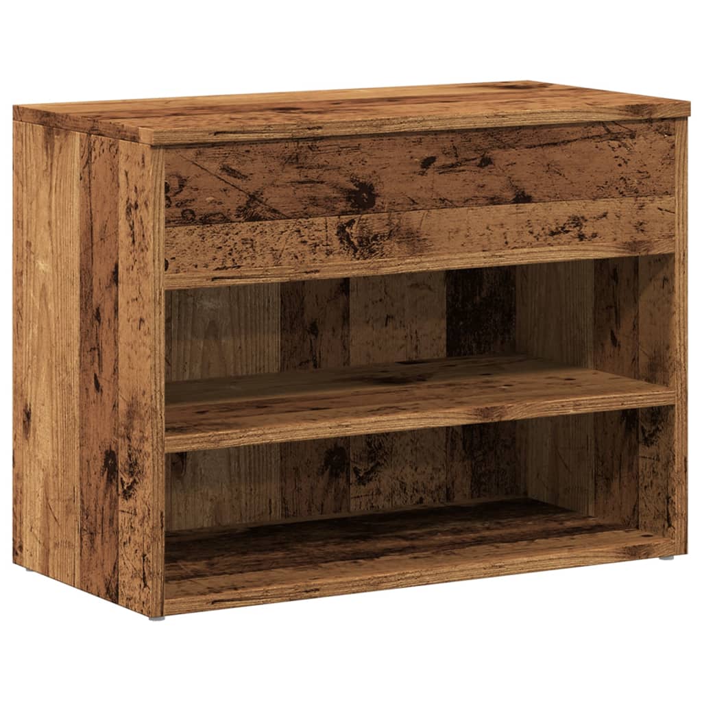 vidaXL Shoe Bench Old Wood 60x30x45 cm Engineered Wood