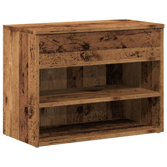 vidaXL Shoe Bench Old Wood 60x30x45 cm Engineered Wood