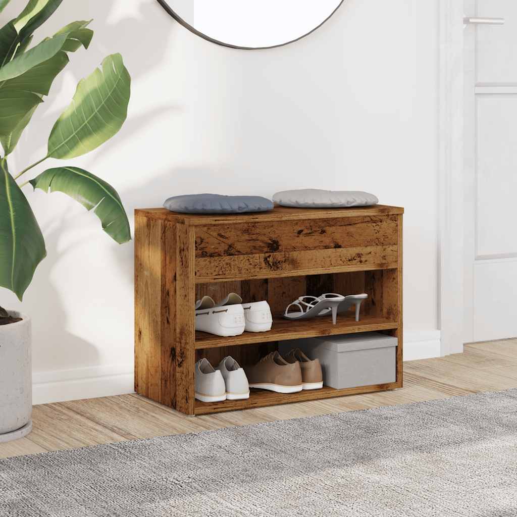vidaXL Shoe Bench Old Wood 60x30x45 cm Engineered Wood