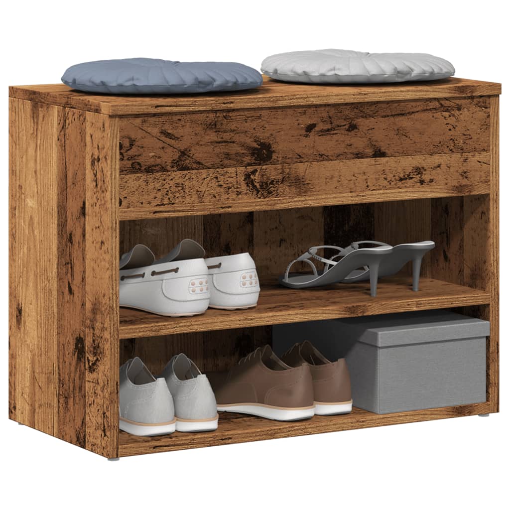 vidaXL Shoe Bench Old Wood 60x30x45 cm Engineered Wood