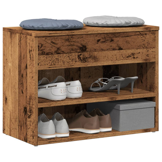 vidaXL Shoe Bench Old Wood 60x30x45 cm Engineered Wood