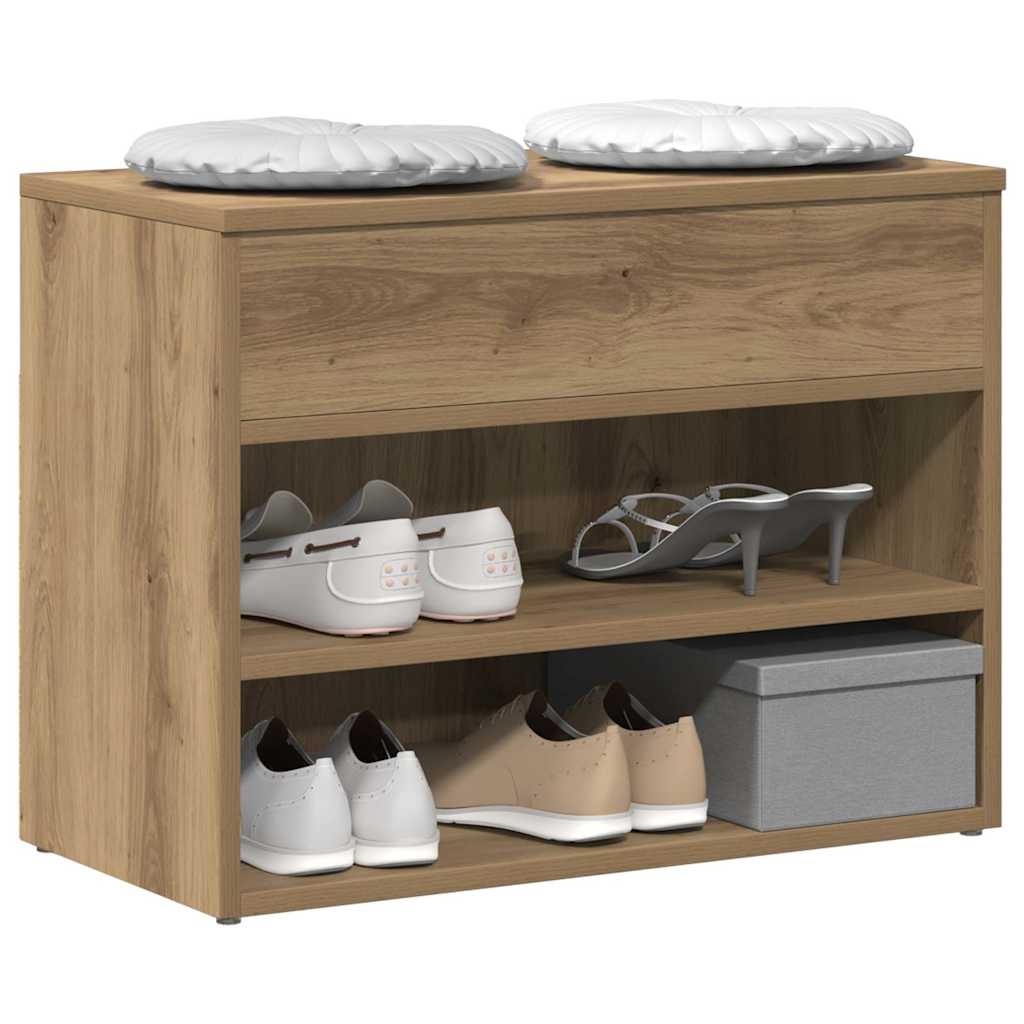 vidaXL Shoe Bench Artisan Oak 60x30x45 cm Engineered Wood