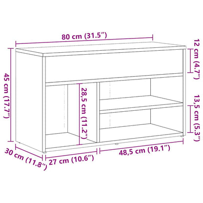 vidaXL Shoe Bench Artisan Oak 80x30x45 cm Engineered Wood