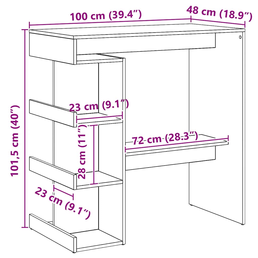 vidaXL Bar Table with Storage Rack Artisan Oak 100x48x101.5 cm