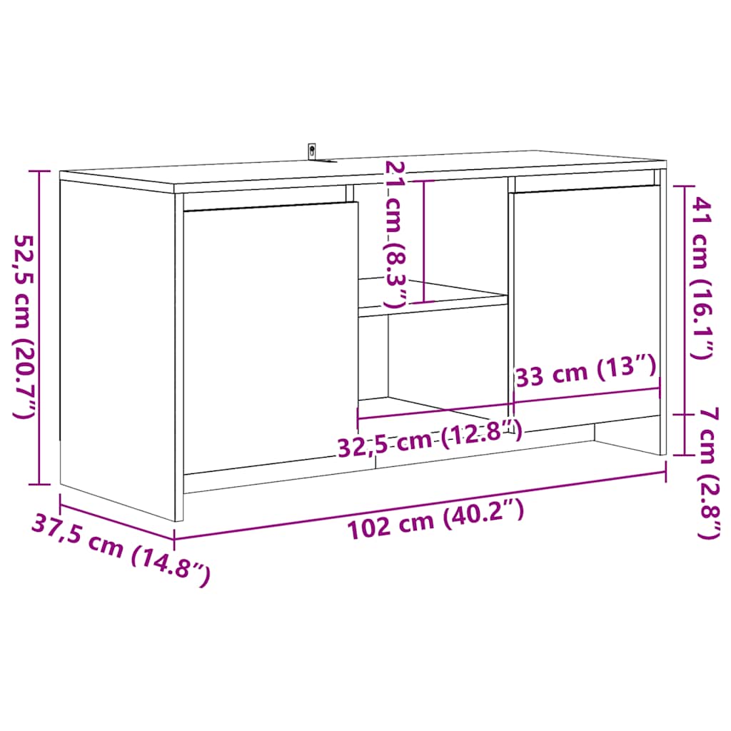 vidaXL TV Cabinet Old Wood 102x37.5x52.5 cm Engineered Wood