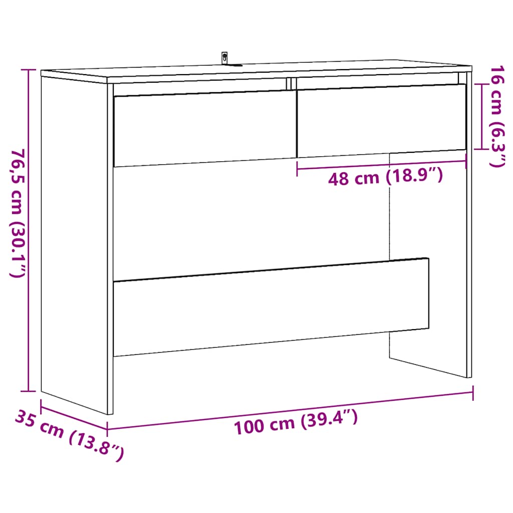 vidaXL Console Table Old Wood 100x35x76.5 cm Engineered Wood