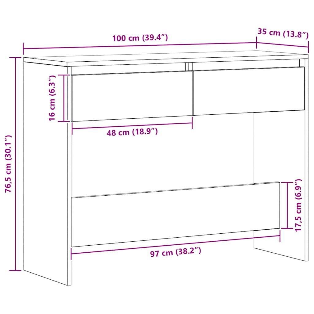 vidaXL Console Table Artisan Oak 100x35x76.5 cm Engineered Wood