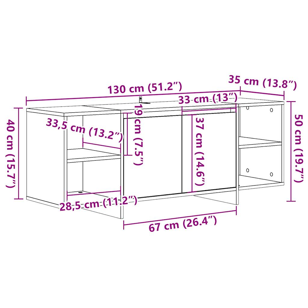 vidaXL TV Cabinet Old Wood 130x35x50 cm Engineered Wood