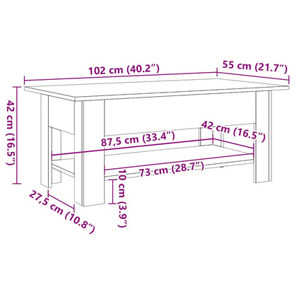 vidaXL Coffee Table Old Wood 102x55x42 cm Engineered Wood