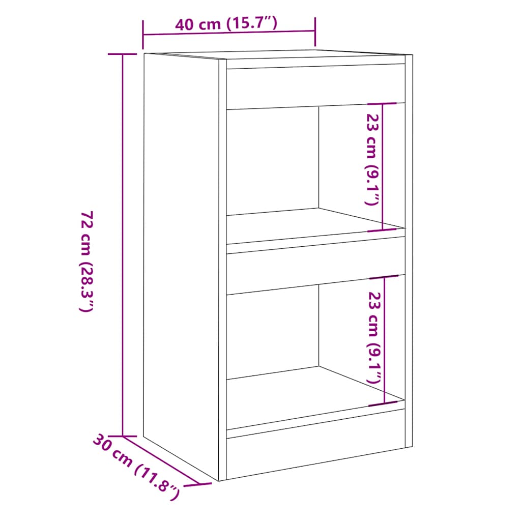 vidaXL Book Cabinet/Room Divider Old Wood 40x30x72 cm