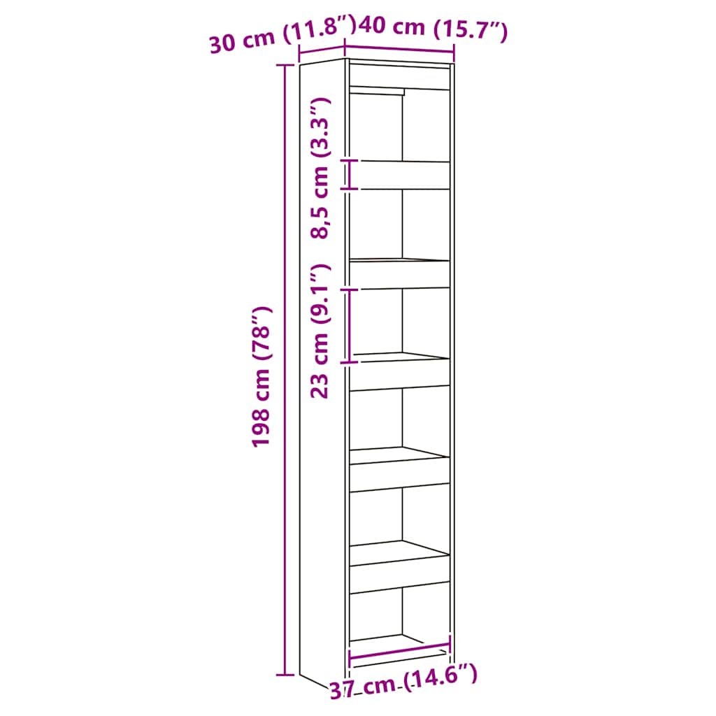 vidaXL Book Cabinet/Room Divider Artisan Oak 40x30x198 cm