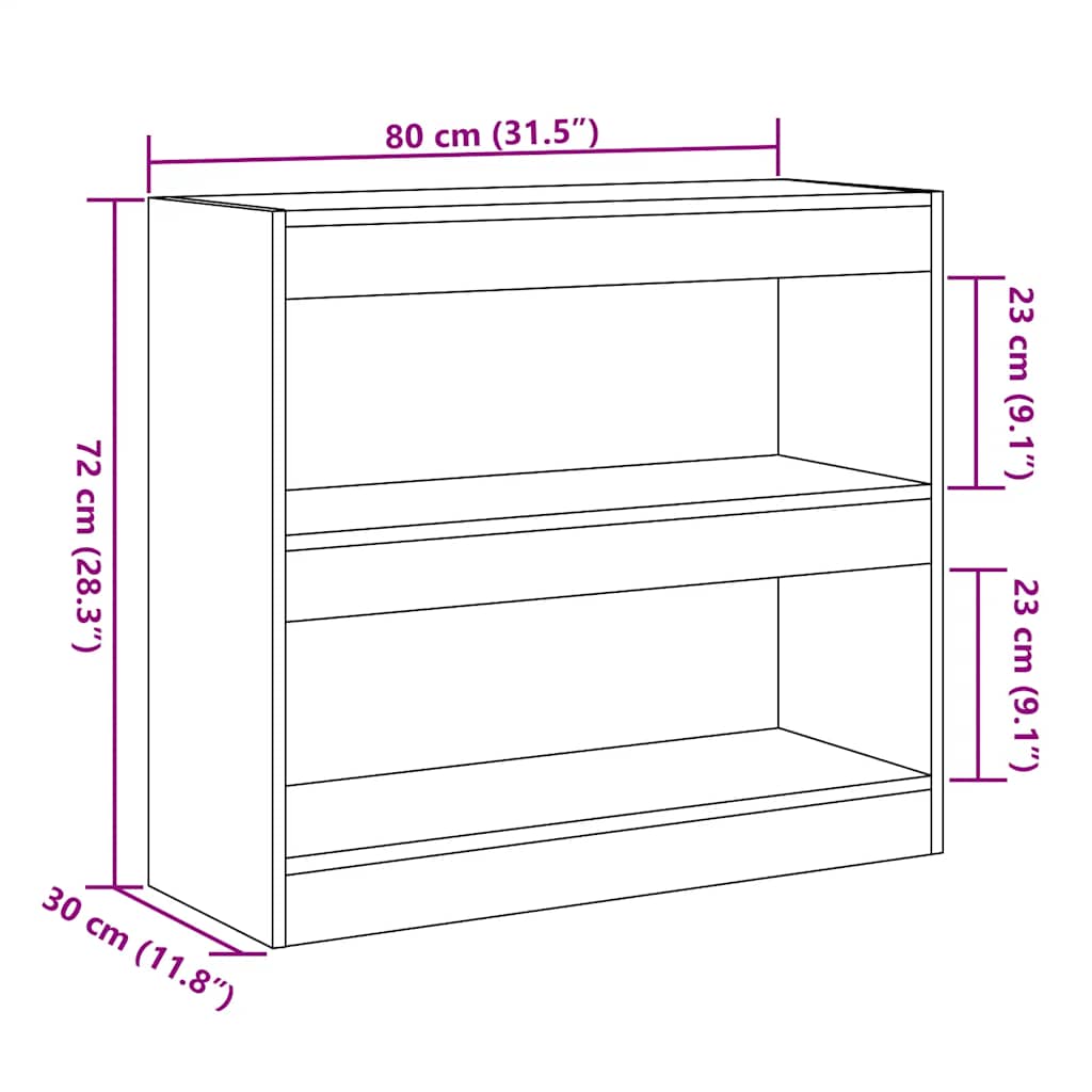 vidaXL Book Cabinet/Room Divider Old Wood 80x30x72 cm