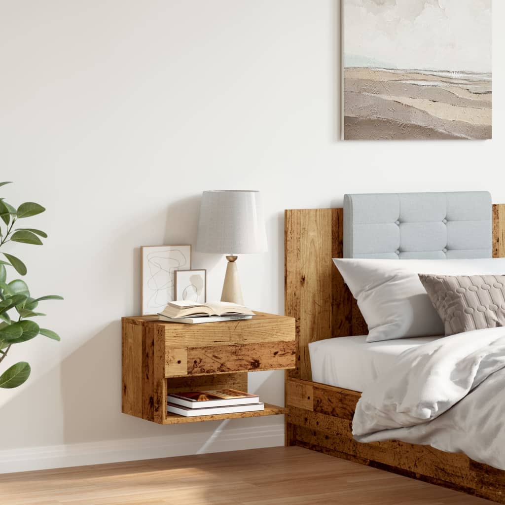 vidaXL Wall-mounted Bedside Cabinet Old Wood