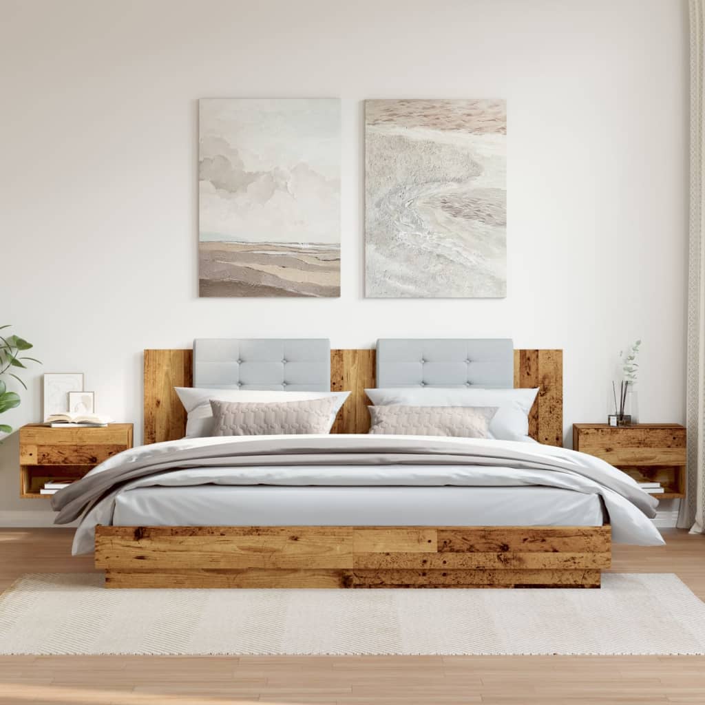 vidaXL Wall-mounted Bedside Cabinets 2 pcs Old Wood