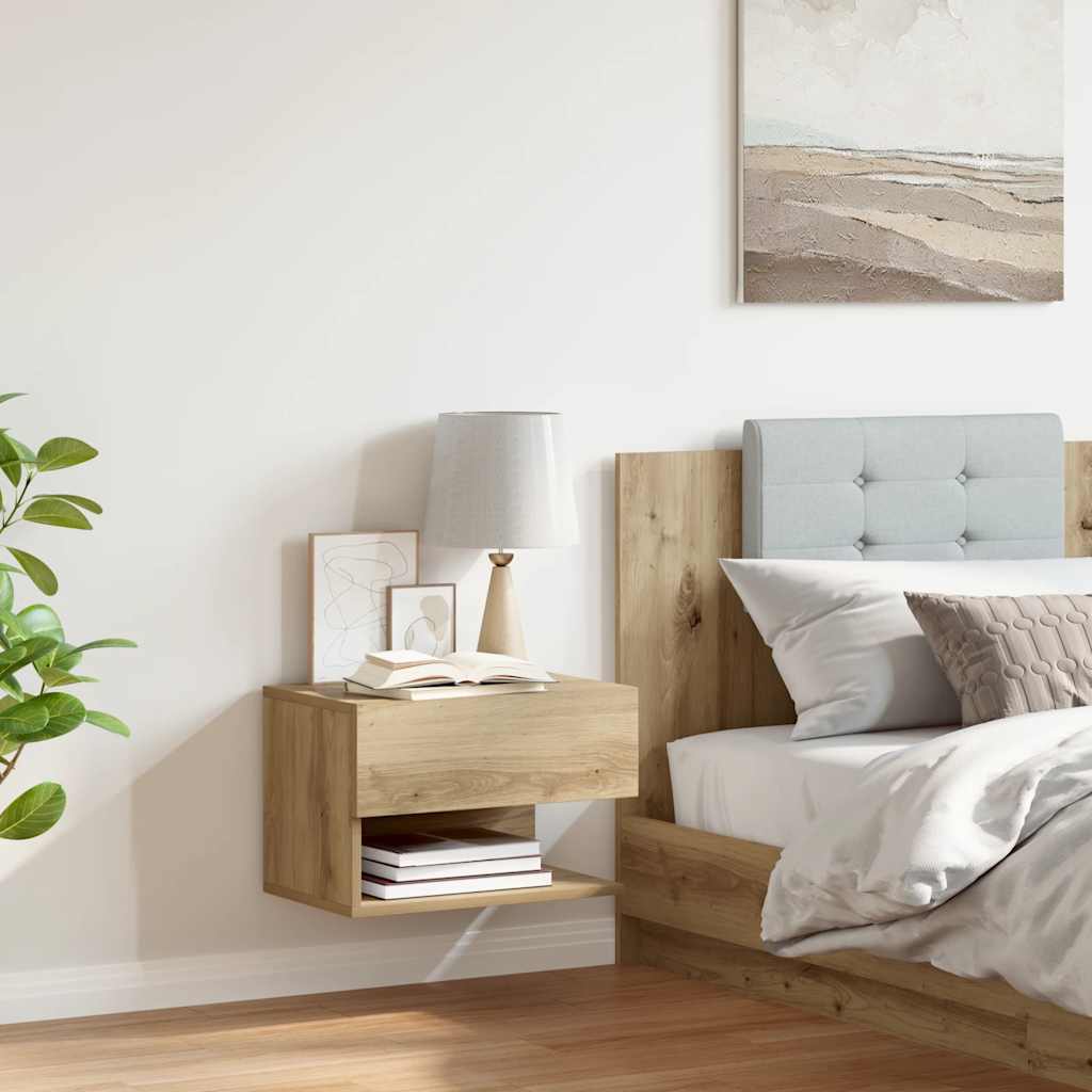 vidaXL Wall-mounted Bedside Cabinet Artisian Oak