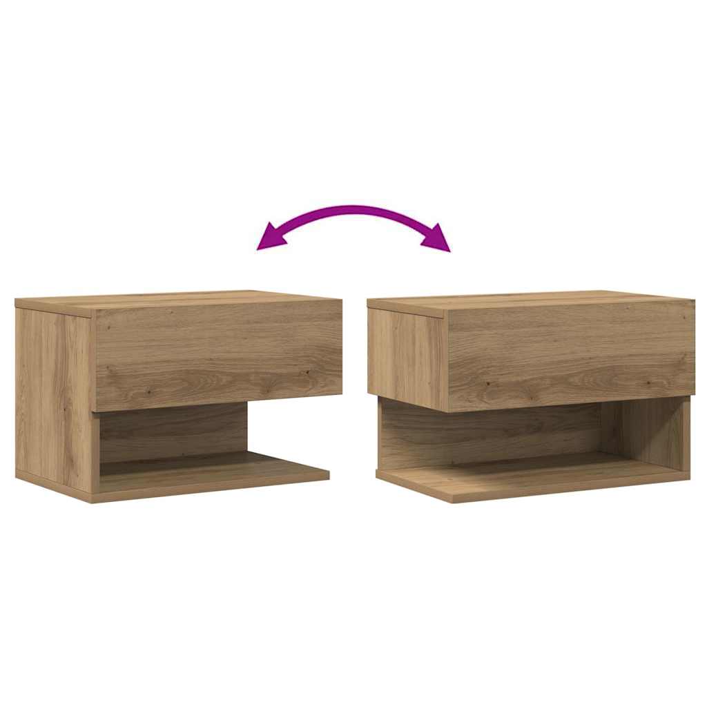 vidaXL Wall-mounted Bedside Cabinet Artisian Oak