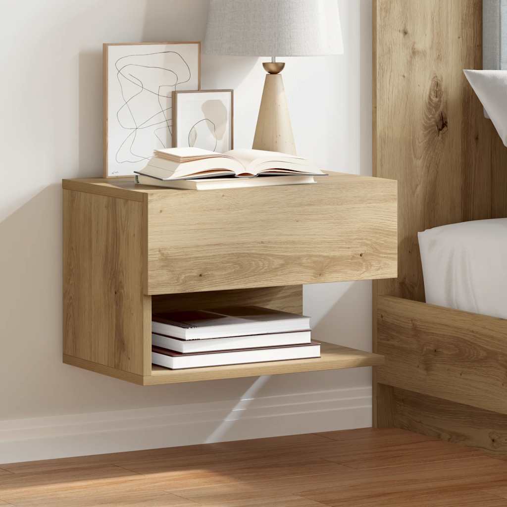 vidaXL Wall-mounted Bedside Cabinet Artisian Oak