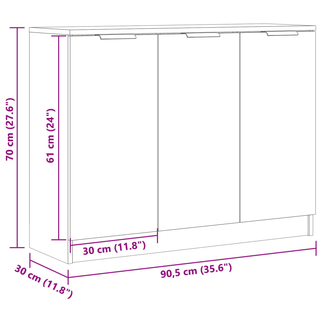 vidaXL Sideboard Old Wood 90,5x30x70 cm Engineered Wood
