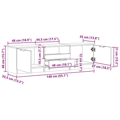 vidaXL TV Cabinet Old Wood 140x35x40 cm Engineered Wood