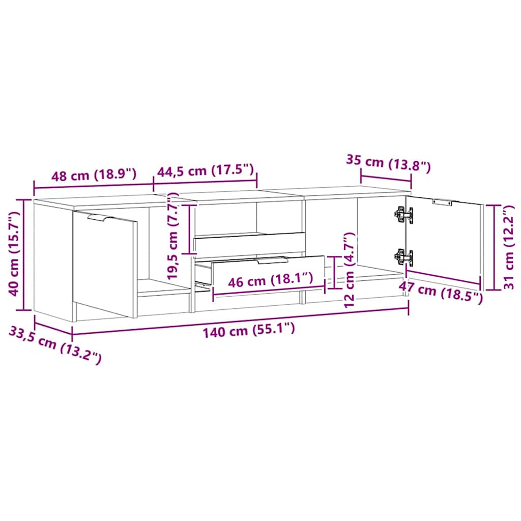 vidaXL TV Cabinet | Artisan Oak | Engineered Wood | Medium | TV Cabinet