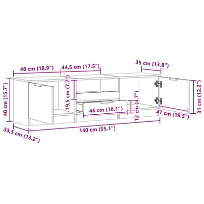 vidaXL TV Cabinet Artisan Oak 140x35x40 cm Engineered Wood
