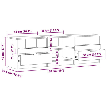 vidaXL TV Cabinet Old Wood 150x33.5x45 cm Engineered Wood