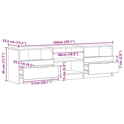 vidaXL TV Cabinet Artisan Oak 150x33.5x45 cm Engineered Wood