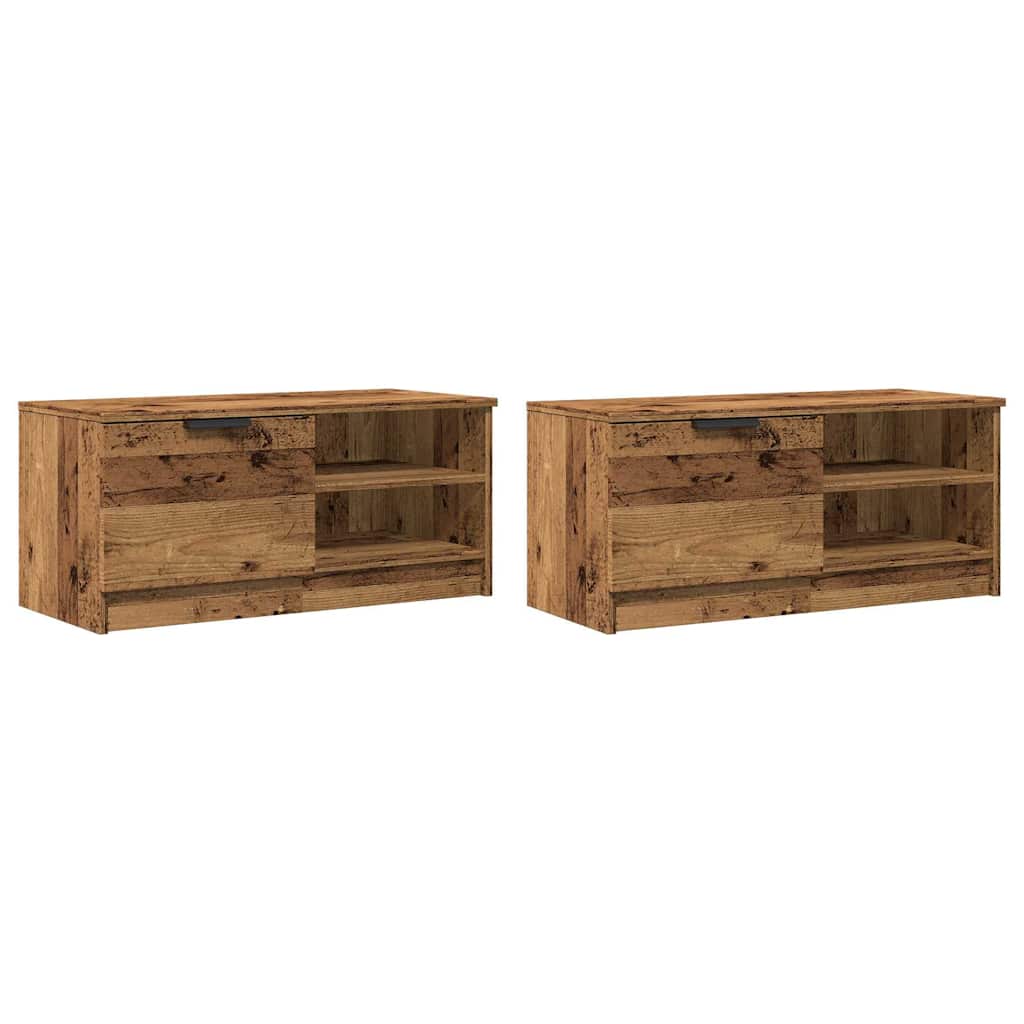 vidaXL 2 Piece TV Cabinet Set Old Wood 80x35x36,5 cm Engineered Wood
