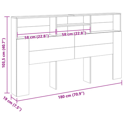vidaXL Headboard Cabinet Old Wood 180x19x103.5 cm Engineered Wood