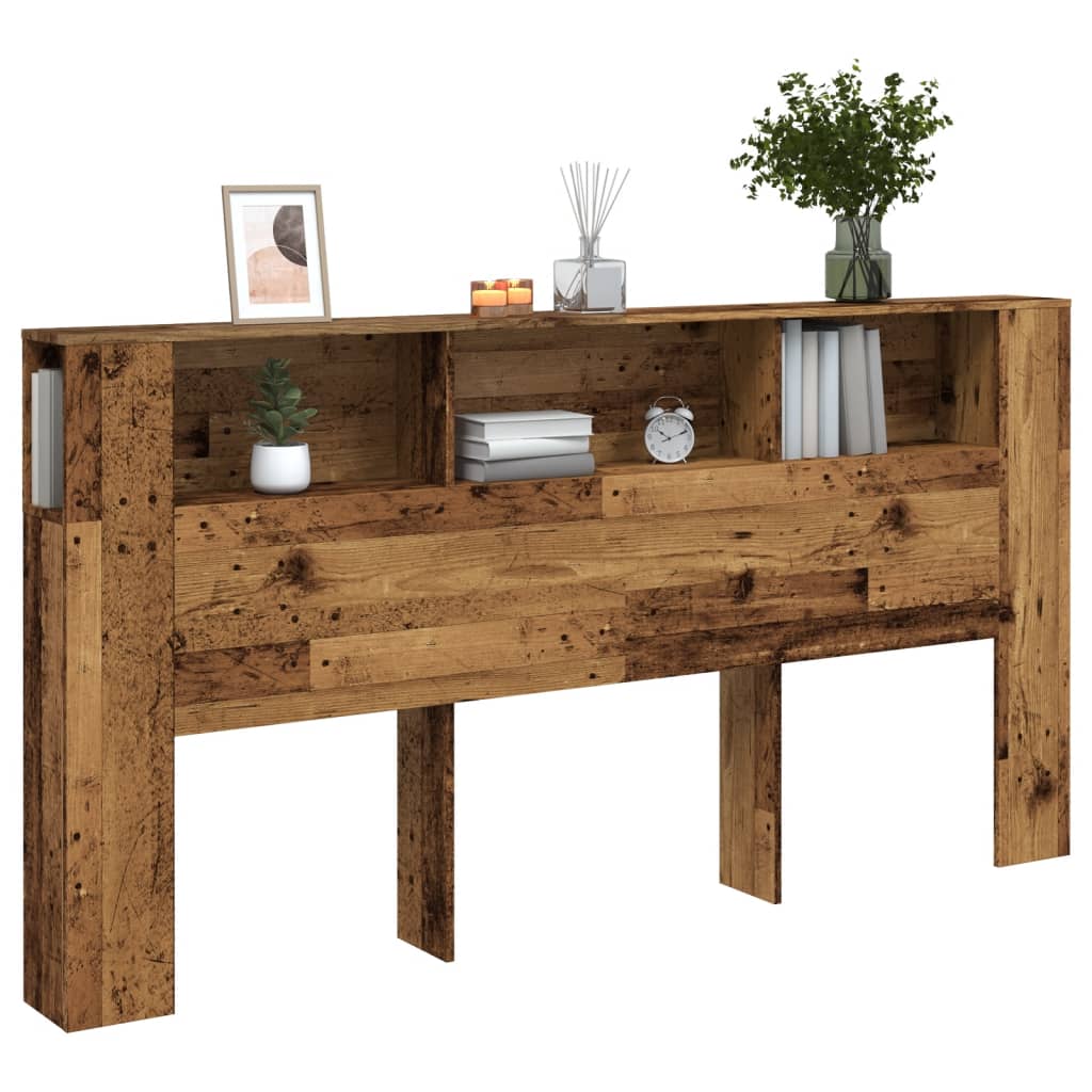 vidaXL Headboard Cabinet Old Wood 200x18.5x102.5 cm Engineered Wood