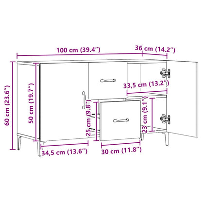 vidaXL Sideboard Artisan Oak 100x36x60 cm Engineered Wood