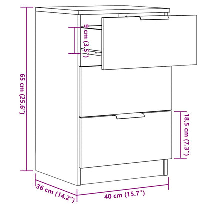 vidaXL Bedside Cabinet Old Wood 40x36x65 cm Engineered Wood