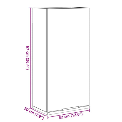 vidaXL Wall-mounted Bathroom Cabinet Concrete Grey 32x20x67 cm