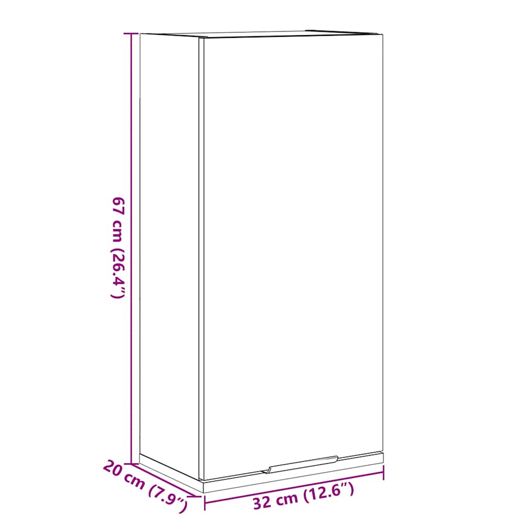 vidaXL Wall-mounted Bathroom Cabinet Old Wood 32x20x67 cm